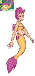 Size: 1920x4129 | Tagged: safe, artist:snowytime, derpibooru import, scootaloo, mermaid, seapony (g4), surf and/or turf, mermaidized, seaponified, seapony scootaloo, simple background, solo, species swap, transparent background