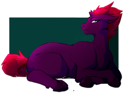 Size: 877x663 | Tagged: safe, artist:scuzim, derpibooru import, tempest shadow, broken horn, crossed hooves, floppy ears, missing cutie mark, prone, simple background, solo, transparent background