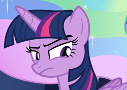 Size: 880x623 | Tagged: safe, derpibooru import, screencap, twilight sparkle, twilight sparkle (alicorn), alicorn, celestial advice, cropped, female, glare, mare, solo