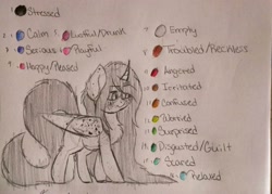 Size: 2304x1652 | Tagged: safe, artist:lillucy6, derpibooru import, oc, oc only, oc:lucy, alicorn, alicorn oc, dead inside, emotions, freckles, long mane, long tail, traditional art