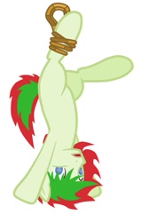 Size: 653x1024 | Tagged: safe, artist:king-franchesco, derpibooru import, oc, oc only, oc:redchetgreen, earth pony, pony, hooves, male, missing cutie mark, open mouth, simple background, solo, stallion, upside down, vector, white background