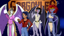 Size: 1024x576 | Tagged: safe, artist:susanzx2000, derpibooru import, equestria girls, angela, crossover, demona, elisa maza, equestria girls-ified, female, gargoyles, glowing eyes, solo, una