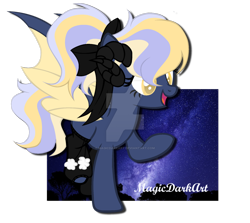 Size: 1024x913 | Tagged: safe, artist:magicdarkart, derpibooru import, oc, oc only, bat pony, pony, bow, clothes, female, hair bow, mare, simple background, socks, solo, transparent background, watermark