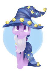 Size: 1063x1533 | Tagged: safe, artist:mapony240, star swirl the bearded, twilight sparkle, pony, abstract background, cute, looking at you, smiling, solo, star swirl the bearded costume, twiabetes