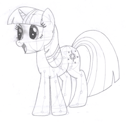 Size: 1050x1024 | Tagged: safe, artist:aafh, twilight sparkle, pony, unicorn, monochrome, traditional art