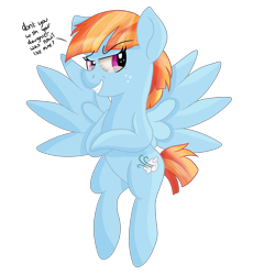 Size: 4000x4000 | Tagged: safe, artist:rainbowtashie, derpibooru import, windy whistles, pegasus, pony, crossed hooves, dialogue, female, mare, simple background, smug, solo, the pussycat dolls, transparent background