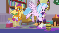 Size: 1280x720 | Tagged: safe, derpibooru import, screencap, silverstream, smolder, the hearth's warming club, mop