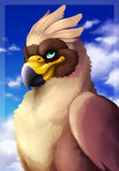 Size: 2429x3500 | Tagged: safe, artist:whelpsy, derpibooru import, oc, oc:serilde, griffon, bust, portrait