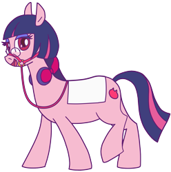 Size: 1511x1522 | Tagged: safe, derpibooru import, pony, female, glasses, halter, headphones, japan racing association, mare, not twilight sparkle, open mouth, pop team epic, pop team epic kinen, sabukaru kuso hinba, saddle blanket, simple background, smiling, solo, trace, transparent background