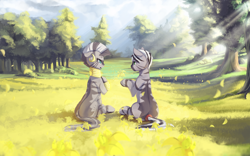 Size: 1280x800 | Tagged: safe, artist:fruitbloodmilkshake, zecora, oc, zebra, fanfic, fanfic art, field, forest, gold, jewelry, sunlight