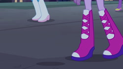 Size: 1539x866 | Tagged: safe, screencap, pinkie pie, rarity, twilight sparkle, equestria girls, equestria girls (movie), boots, fall formal outfits, high heel boots, legs, twilight ball dress