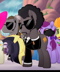 Size: 248x294 | Tagged: safe, screencap, songbird serenade, pony, unicorn, my little pony: the movie, bodyguard, canterlot shopkeep, clothes, cropped, headset, jules winnfield, male, ponified, pulp fiction, stallion, suit, sunglasses, unnamed character, unnamed pony, vincent vega, vinny, whinnyfield