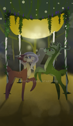 Size: 600x1036 | Tagged: safe, artist:gashiboka, oc, oc only, deer, pony, everfree tarot, flower, minor arcana, tarot, tarot card, watermark