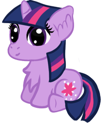 Size: 378x459 | Tagged: safe, artist:harmony-high, derpibooru import, twilight sparkle, pony, unicorn, chest fluff, chibi, simple background, smiling, solo, transparent background