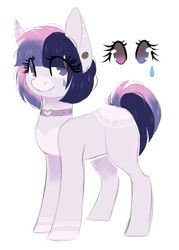 Size: 1000x1400 | Tagged: safe, artist:adostume, derpibooru import, oc, oc only, earth pony, pony, choker, ear piercing, earring, jewelry, piercing, solo