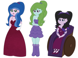 Size: 2074x1537 | Tagged: safe, alternate version, artist:sketchydesign78, oc, oc only, oc:graceful stroke, oc:melody shine, oc:sketchy design, equestria girls, alternate hairstyle, armband, blushing, bracelet, clothes, cute, dress, ear piercing, earring, equestria girls-ified, friendship, jewelry, necklace, pearl necklace, piercing, ponytail, ponytails, prom, shy, simple background, transparent background, vector, wheelchair