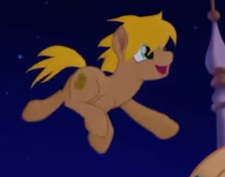 Size: 419x330 | Tagged: safe, screencap, earth pony, pony, my little pony: the movie, background pony, cropped, cute, happy, male, night, smiling, stallion, unnamed pony