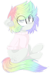 Size: 1024x1500 | Tagged: safe, artist:cinnamontee, oc, oc only, oc:oreo, earth pony, pony, clothes, floppy ears, simple background, solo, sweater, transparent background