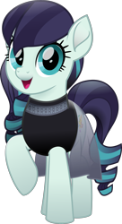 Size: 2974x5477 | Tagged: safe, artist:jhayarr23, coloratura, pony, absurd resolution, clothes, raised hoof, simple background, smiling, solo, style emulation, transparent background, vector