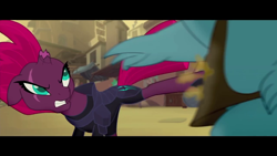 Size: 1920x1080 | Tagged: safe, screencap, tempest shadow, pony, my little pony: the movie, broken horn, eye scar, kicking, scar