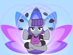 Size: 1000x760 | Tagged: safe, artist:pixelkitties, derpibooru import, maud pie, crossed legs, looking at you, lotus position, meditating, solo