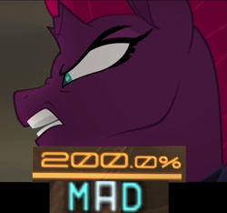 Size: 839x785 | Tagged: safe, edit, edited screencap, editor:watermelon changeling, screencap, tempest shadow, pony, unicorn, my little pony: the movie, 200% mad, angry, badass, broken horn, bust, caption, expand dong, exploitable meme, horses doing horse things, image macro, meme, nose wrinkle, scowl