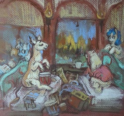 Size: 541x506 | Tagged: safe, artist:exclusionzone, canvas, pastel, tabun art-battle, traditional art, train