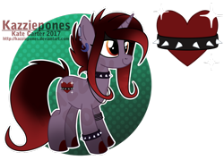 Size: 1024x735 | Tagged: safe, artist:kazziepones, oc, oc only, pony, unicorn, choker, female, mare, reference sheet, simple background, solo, spiked choker, spiked wristband, transparent background, wristband