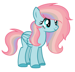 Size: 1052x1016 | Tagged: safe, artist:thesmall-artist, derpibooru import, oc, pegasus, pony, female, magical lesbian spawn, mare, offspring, parent:fluttershy, parent:rainbow dash, parents:flutterdash, simple background, solo, transparent background