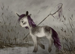 Size: 937x676 | Tagged: safe, artist:exclusionzone, oc, oc only, oc:sea-frog, pony, unicorn, net, profile, sad, solo, swamp, walking