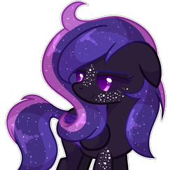 Size: 2067x2000 | Tagged: safe, artist:poppyglowest, derpibooru import, oc, oc:constance, pegasus, pony, black sclera, ethereal mane, female, floppy ears, high res, mare, simple background, solo, starry mane, transparent background