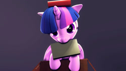 Size: 1920x1080 | Tagged: safe, artist:flushthebatsanta, twilight sparkle, twilight sparkle (alicorn), alicorn, pony, 3d, book, cute, looking at you, nom, source filmmaker, twiabetes