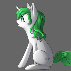 Size: 2000x2000 | Tagged: safe, artist:di-dash, derpibooru import, oc, oc only, oc:morning mint, pony, unicorn, crying, cutie mark, female, mare, simple background, sitting, solo, ych result