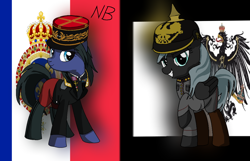 Size: 1400x900 | Tagged: safe, artist:nuclearblizzard, derpibooru import, oc, oc only, clothes, duel, france, general, military uniform, pickelhaube, prussia, uniform, war