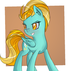 Size: 765x784 | Tagged: safe, artist:brok-enwings, derpibooru import, lightning dust, pegasus, pony, female, mare, smiling, solo