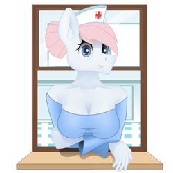 Size: 800x800 | Tagged: safe, artist:zeronitroman, derpibooru import, nurse redheart, anthro, bust, hospital, solo