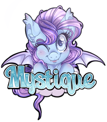 Size: 1600x1820 | Tagged: safe, artist:pvrii, derpibooru import, oc, oc only, bat pony, bat pony oc, female, looking at you, one eye closed, simple background, smiling, solo, transparent background, wink