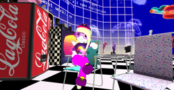 Size: 1920x1001 | Tagged: safe, derpibooru import, oc, oc:solari melody, semi-anthro, a e s t h e t i c s, macintosh (computer), purple, second life, soda, vaporwave