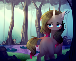 Size: 3000x2400 | Tagged: safe, artist:twinkepaint, derpibooru import, oleander, classical unicorn, unicorn, them's fightin' herds, community related, female, leonine tail, scenery, solo, woodlands