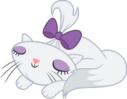 Size: 8644x6770 | Tagged: safe, artist:chrzanek97, derpibooru import, opalescence, cat, sweet and elite, absurd resolution, bow, cute, eyes closed, female, hair bow, opalbetes, pet, simple background, sleeping, solo, transparent background, vector