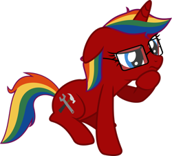 Size: 1024x927 | Tagged: safe, artist:jeremeymcdude, oc, oc only, oc:skittle sweet, pony, unicorn, contemplating, rainbow hair, show accurate, simple background, solo, transparent background, vector