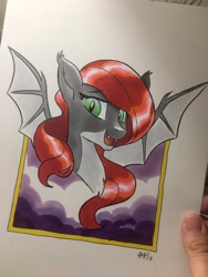 Size: 900x1200 | Tagged: safe, artist:tonyfleecs, oc, oc only, bat pony, pony, traditional art