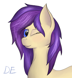 Size: 2043x2220 | Tagged: safe, artist:dedelner, oc, oc only, earth pony, pony, female, mare, one eye closed, simple background, solo, transparent background, wink