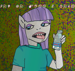 Size: 1080x1024 | Tagged: safe, artist:grinwild, maud pie, anthro, clothes, milk, open mouth, solo, tongue out, wingdings