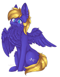 Size: 1381x1753 | Tagged: safe, artist:angelic-shield, derpibooru exclusive, derpibooru import, oc, oc only, oc:cloud quake, pegasus, pony, blushing, chest fluff, commission, cute, fluffy, impossibly large chest fluff, male, simple background, solo, stallion, transparent background