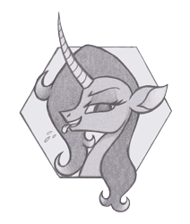 Size: 1301x1534 | Tagged: safe, artist:lockerobster, oleander, classical unicorn, unicorn, them's fightin' herds, community related, leonine tail, monochrome, simple background, solo, transparent background