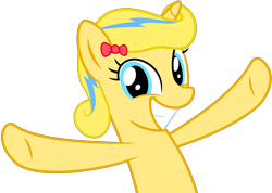 Size: 2808x2000 | Tagged: safe, artist:jeremeymcdude, oc, oc only, oc:honey spark, pony, unicorn, bow, curly mane, hug, show accurate, simple background, solo, transparent background, vector