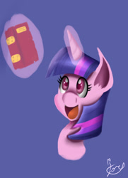 Size: 1624x2237 | Tagged: safe, artist:jorge123esp, twilight sparkle, pony, book, cute, female, glowing horn, magic, mare, open mouth, simple background, solo, telekinesis, that pony sure does love books, twiabetes