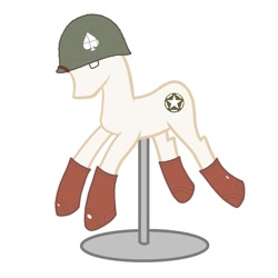 Size: 1500x1500 | Tagged: safe, artist:pizzamovies, derpibooru exclusive, derpibooru import, airborne, boots, clothes, helmet, mannequin, military, shoes, simple background, spade, stand, united states, vector, world war ii