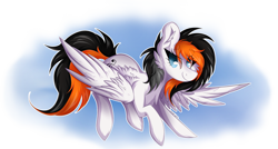 Size: 3182x1700 | Tagged: safe, artist:woonborg, derpibooru import, oc, oc only, oc:rainy sky, pegasus, pony, cheek fluff, chest fluff, cutie mark, ear fluff, female, fluffy, flying, mare, simple background, smiling, solo, transparent background, wings, ych result